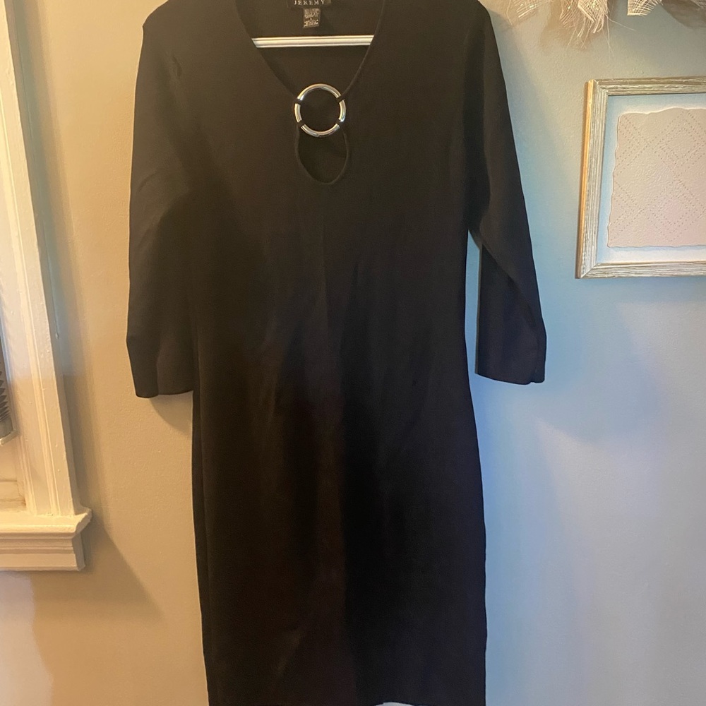 Elegant Black Dress with Ring Detail New WO Tags